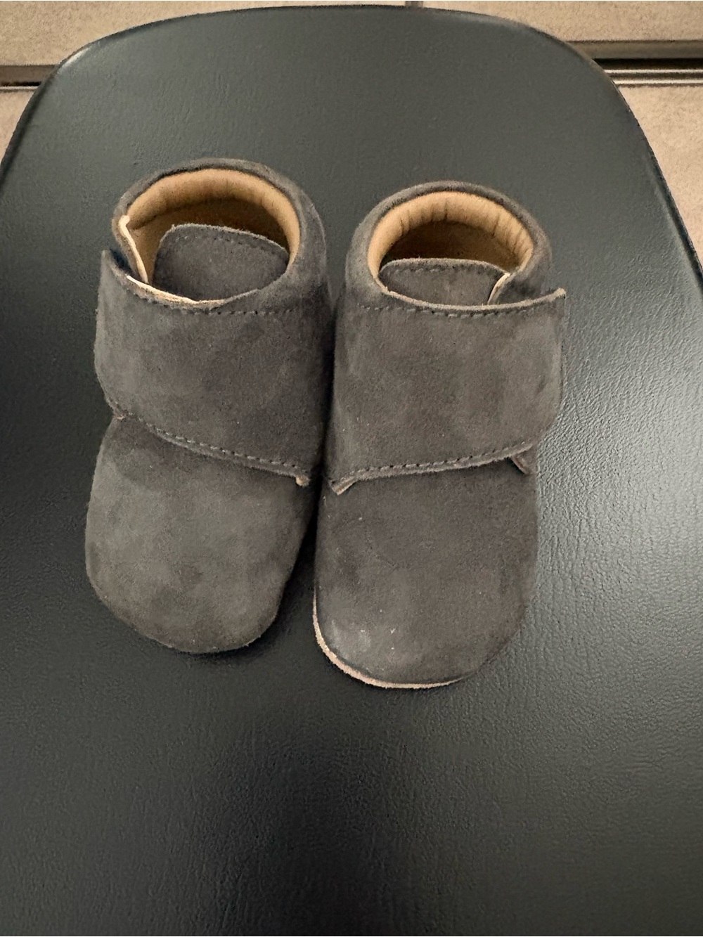 Baby Suede Pehr Strap Moccasin Booties - Gray